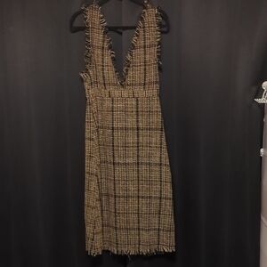 Elegant Brown Tweed Dress